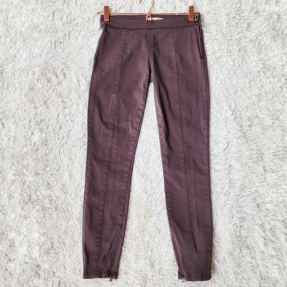Tory Burch Brown Zipper Skinny Pants‎